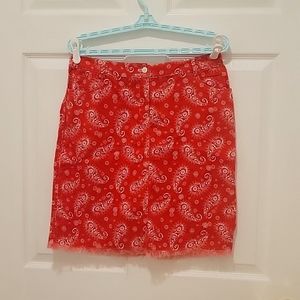 J.Mclaughlin red paisley print skirt size 8